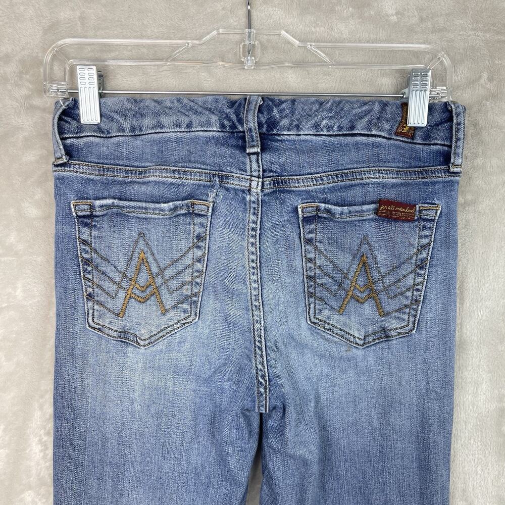 7 for All Mankind B (Air) A Pocket Size 26 Denim Jeans Flared Y2K Embroidered - Picture 5 of 15